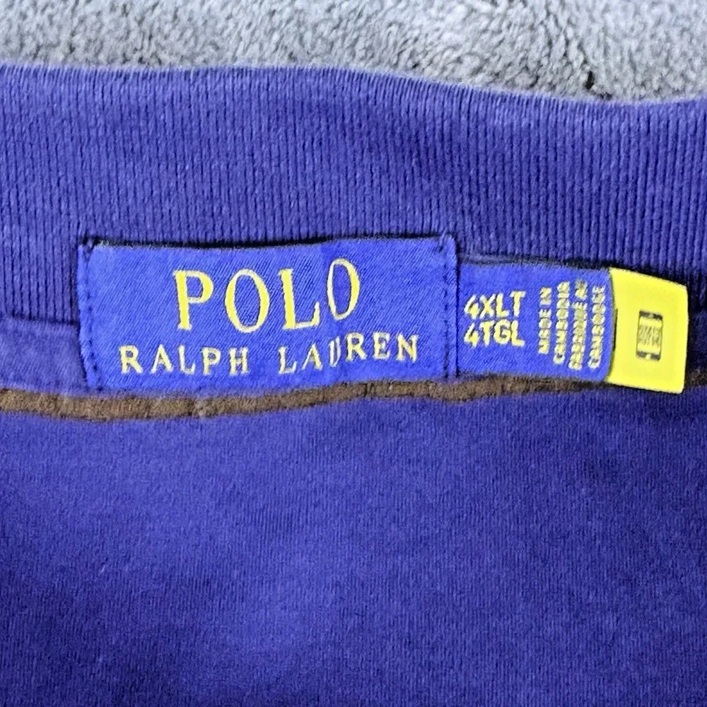 POLO Ralph Lauren Polo Shirt Men‎ 4XLT Big Tall Blue Long Sleeve Cotton Preppy